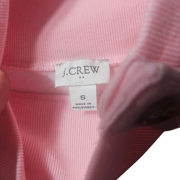 J.Crew Pink High-Neck Button Detail Sweatshirt Long Sleeve Small Cotton Blend Wo - Picture 5 of 5